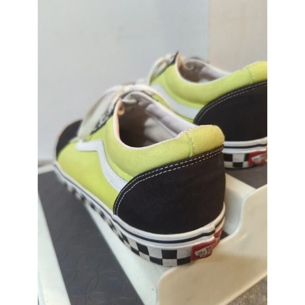 Vintage Vans Tennis Shoe Size 1Men’s US Checkered Sole W/ Lime Green/Yellow